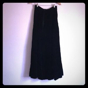 Vintage black velvet long skirt